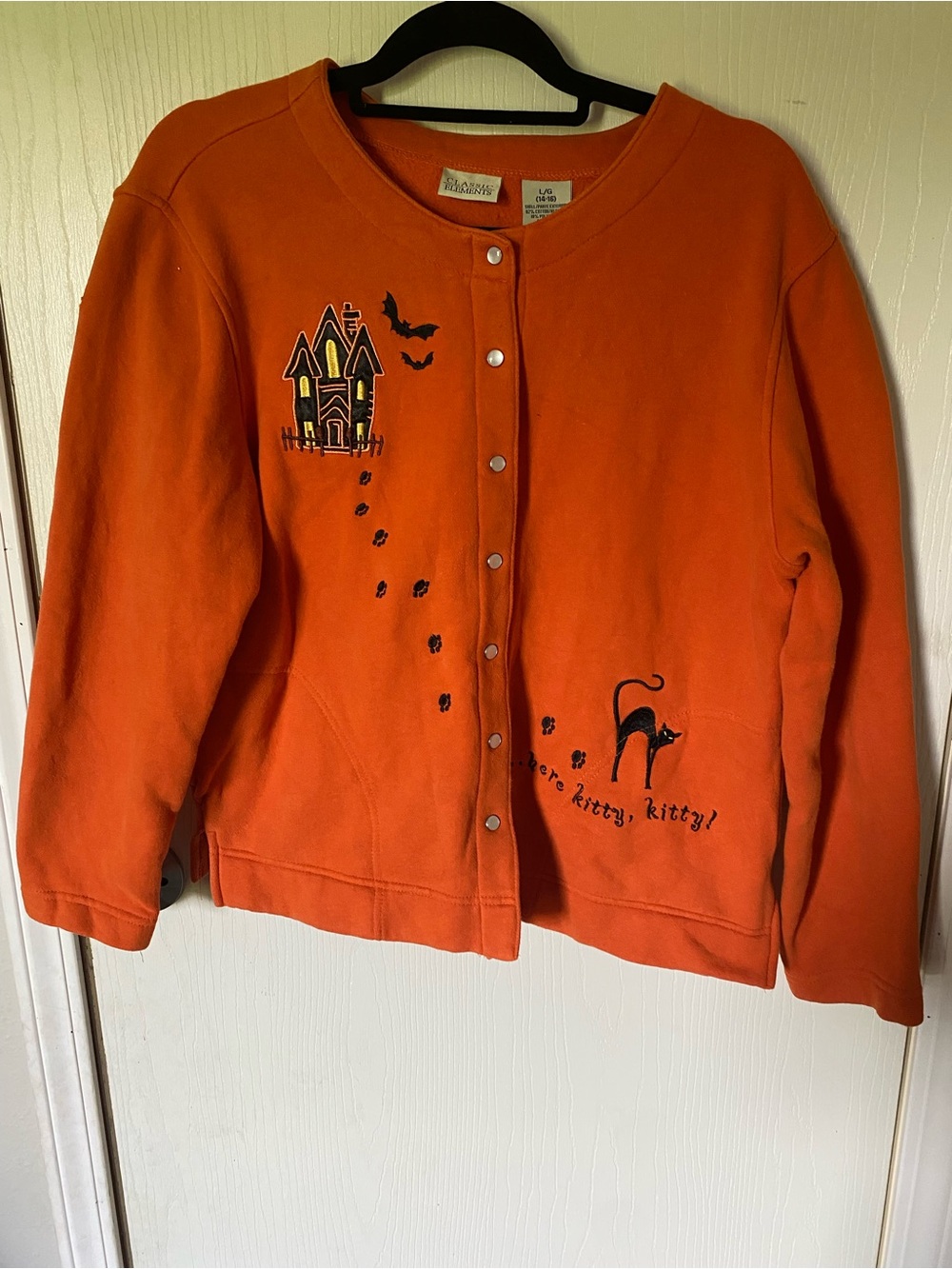 Cozy Orange Halloween Kitty Cardigan - Brand: Classic Elements